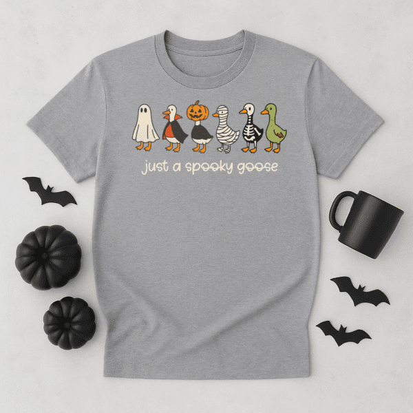 Just a Spooky Goose Halloween Shirt – Funny Goose Costume Tee - Image 2