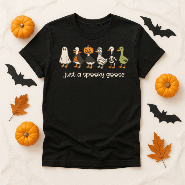 Just a Spooky Goose Halloween Shirt – Funny Goose Costume Tee - Image 3