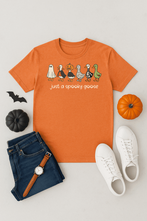 Just a Spooky Goose Halloween Shirt – Funny Goose Costume Tee - Image 4