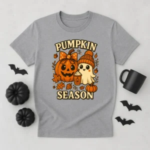 Pumpkin Season Ghost Shirt – Cute Halloween Pumpkin Tee – Autumn Ghost Graphic T-Shirt