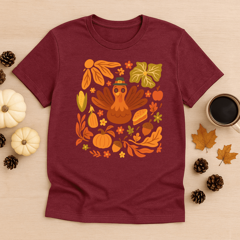 Thanksgiving Turkey Shirt – Cute Fall Harvest Graphic Tee - Image 3