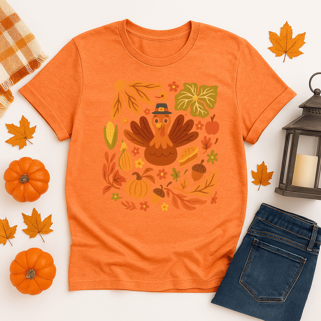 Thanksgiving Turkey Shirt – Cute Fall Harvest Graphic Tee - Image 2