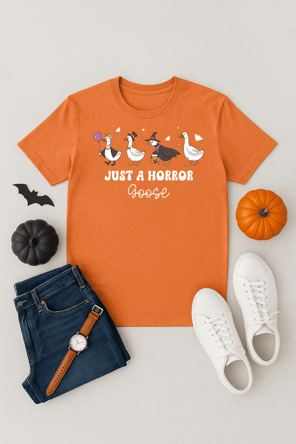 Just a Horror Goose Halloween Shirt – Funny Goose Graphic Tee - Image 3