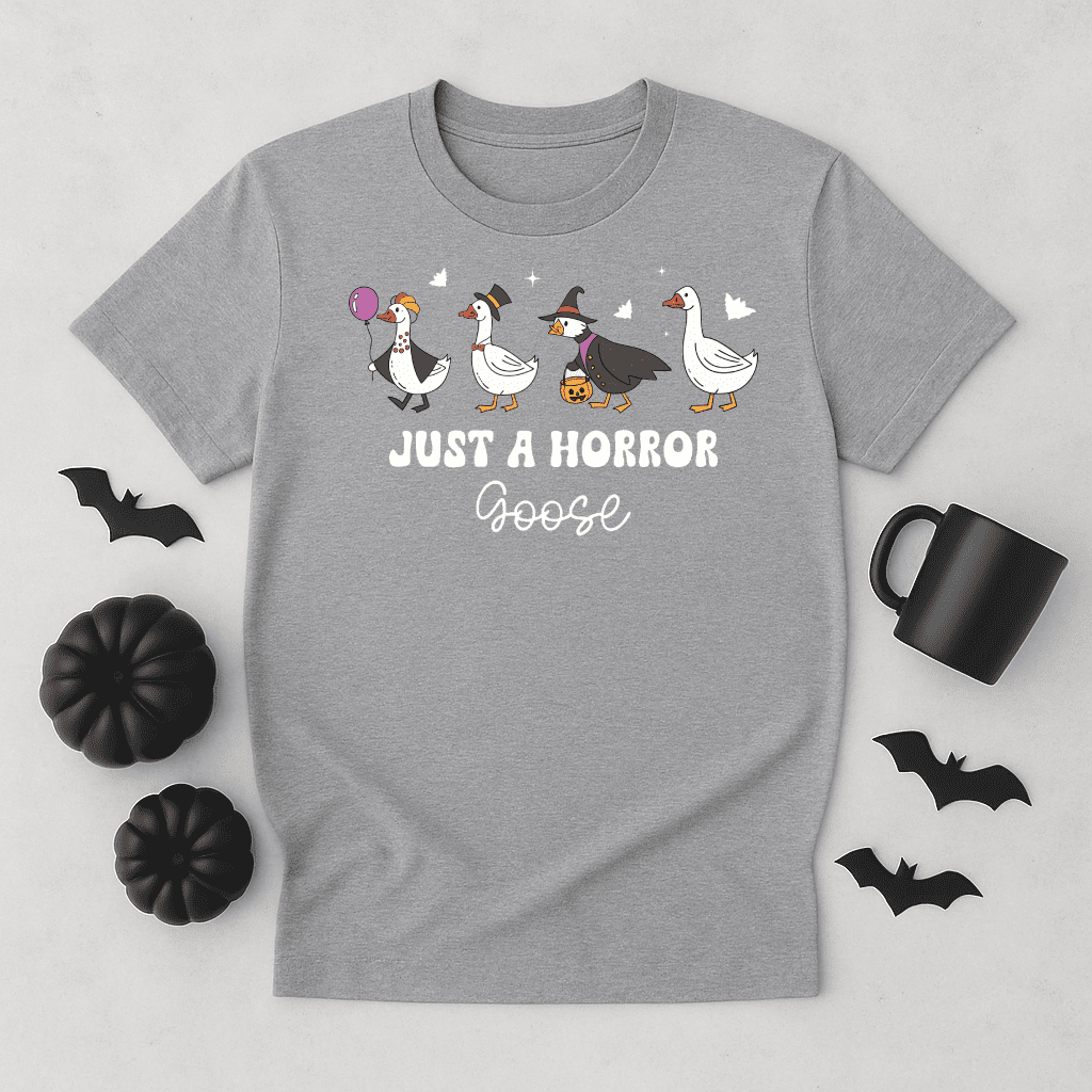 Just a Horror Goose Halloween Shirt – Funny Goose Graphic Tee - Image 2